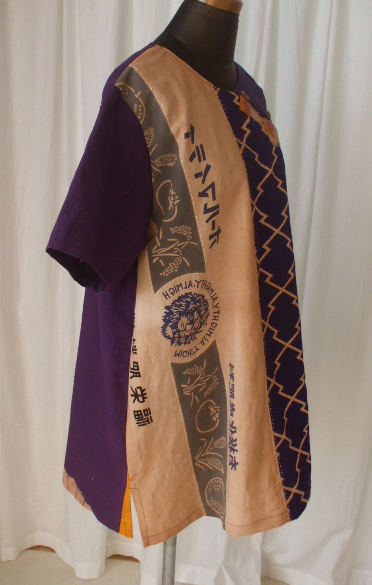 日本手ぬぐいを使ったチャイニーズ風衿のチュニック作りました