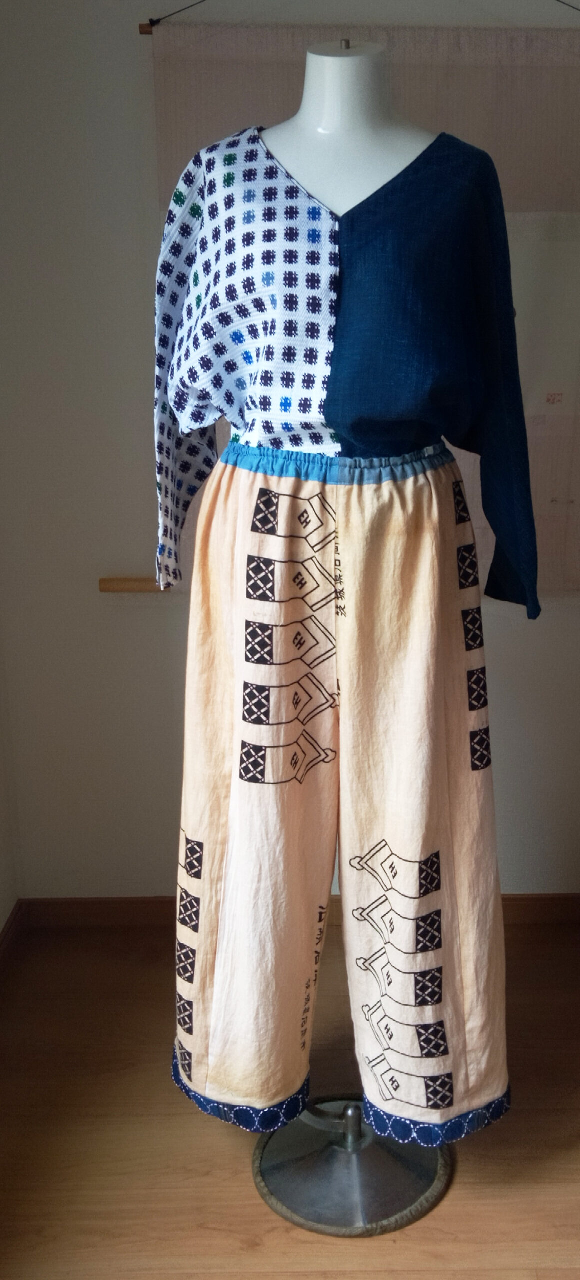 柿渋染めワイドパンツ作りました。