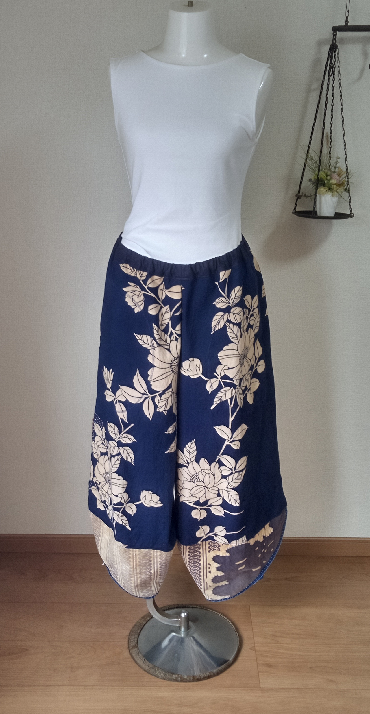 浴衣コクーンパンツ作りました。